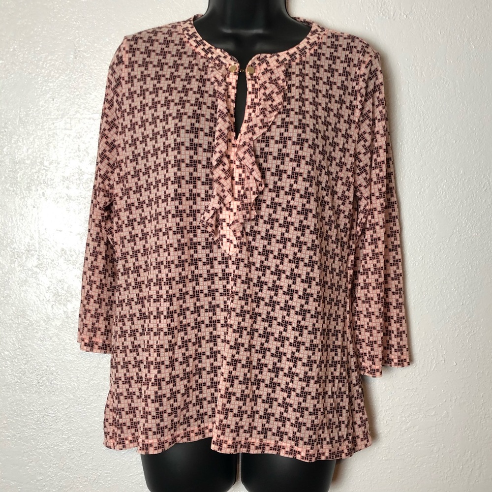 THE LIMITED sheer houndstooth blouse shirt Sz L
